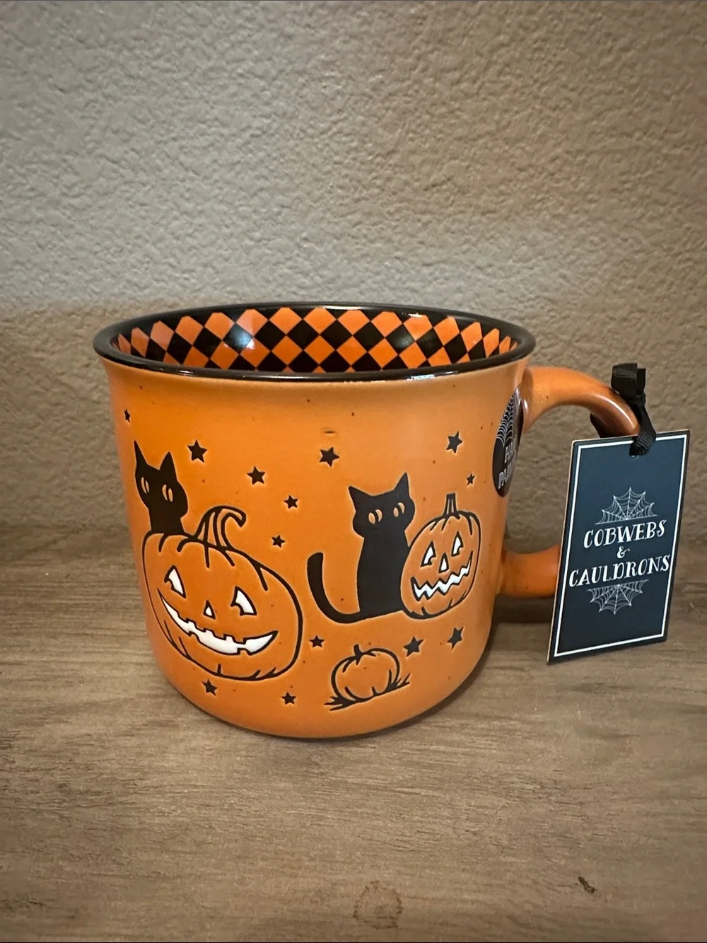 Cobwebs & Cauldrons Pumpkin & Black Cat Mug